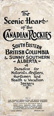 cover of pamphlet reading Scenic Heart of the Canadian Rockies
